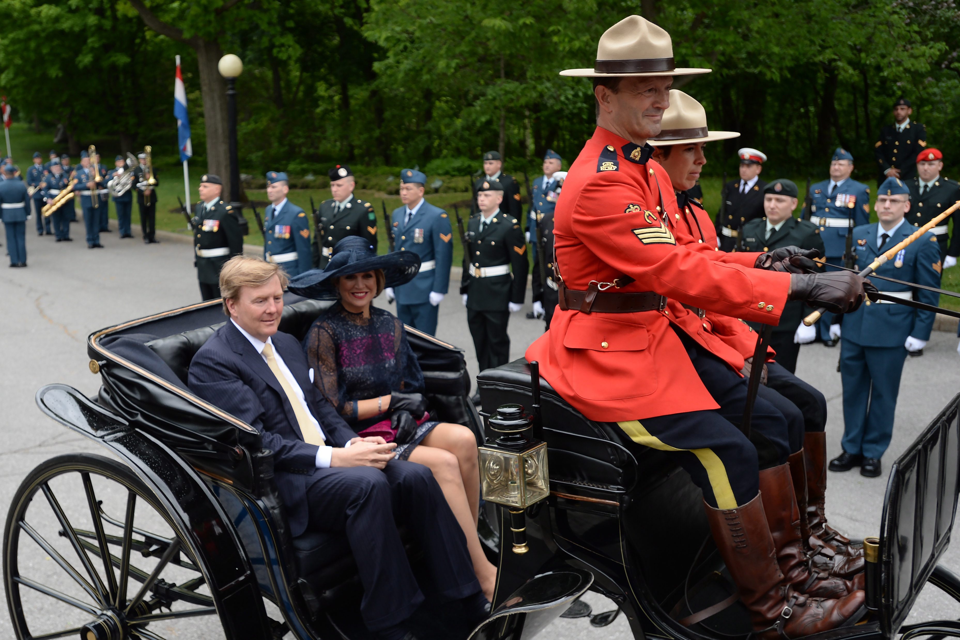 King Willem-Alexander and Queen Maxima of the Netherlands arrive at Rideau Hall in Ottawa on Wednesday, May 27, 2015.  (Sean Kilpatrick/The Canadian Press via AP) MANDATORY CREDIT