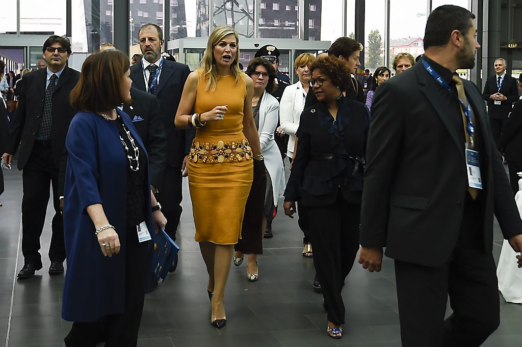 Queen Maxima of the Netherlands arrives at the Global Forum on Remittances Development 2015 (GFRD), on June 16, 2015 in Rho, Italy. AFP PHOTO / OLIVIER MORIN