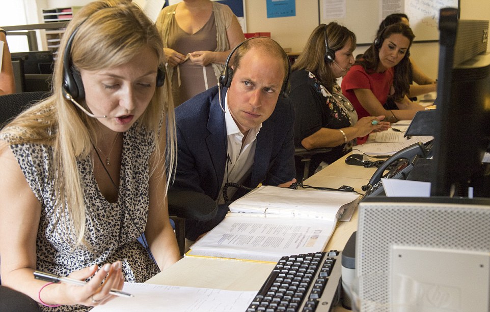 The Duke and Duchess of Cambridgel visited a helpline service run by one of the eight charity partners of Heads Together
