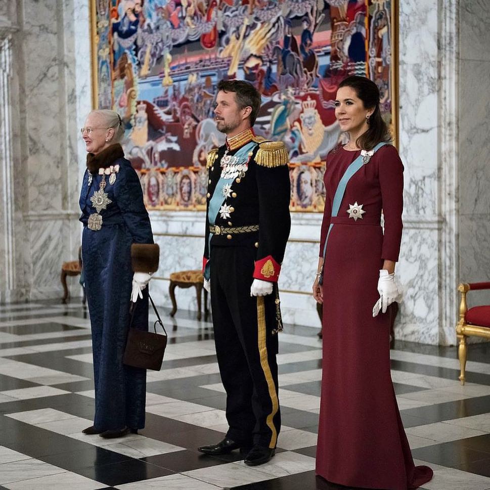 Queen Margrethe,Crown Prince Frederik and Crown Princess Mary at New ...