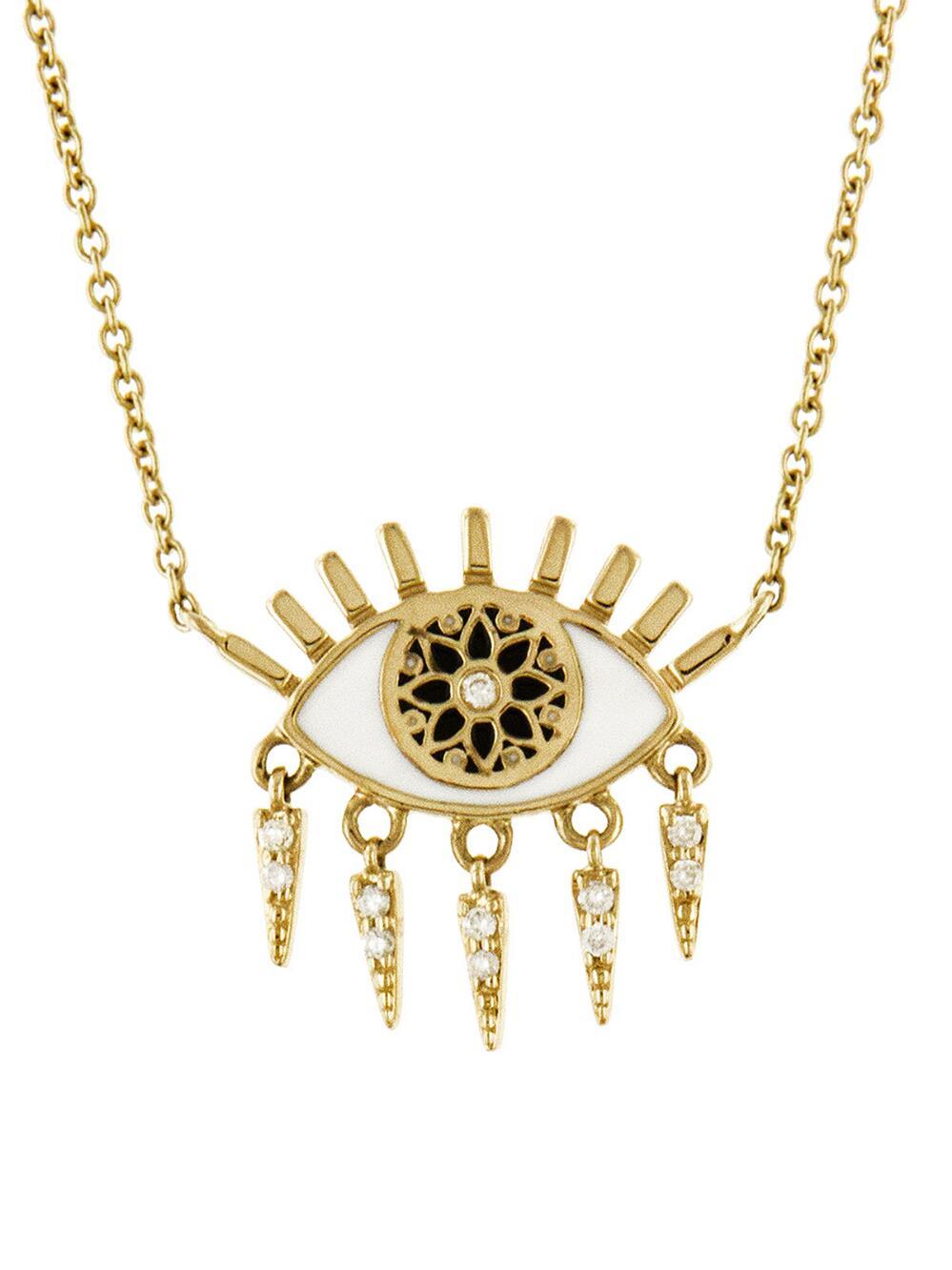 Sydney Evan “Kaleidoscope Eye” Small Fringe Necklace ($755) Apple Watch “Series 4” Gold Aluminum Case with Pink S