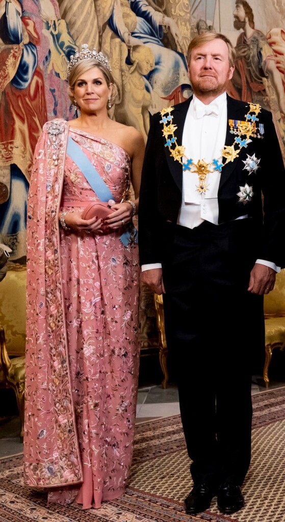Queen Maxima and King Willem-Alexander and Queen Silvia and King Carl Gustaf attend the statebanquet
